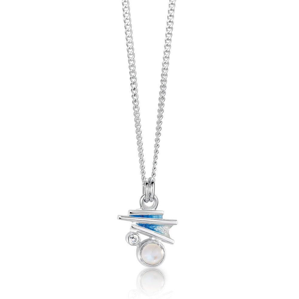 Moonlight Small Sterling Silver, Moonstone, CZ and Enamel Pendant - ESP00149-MOON Sheila Fleet