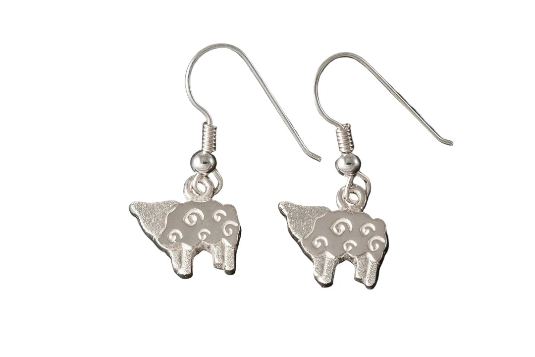 Plain Sheep Silver/9ct Yellow Gold Earrings - EW15P Shetland