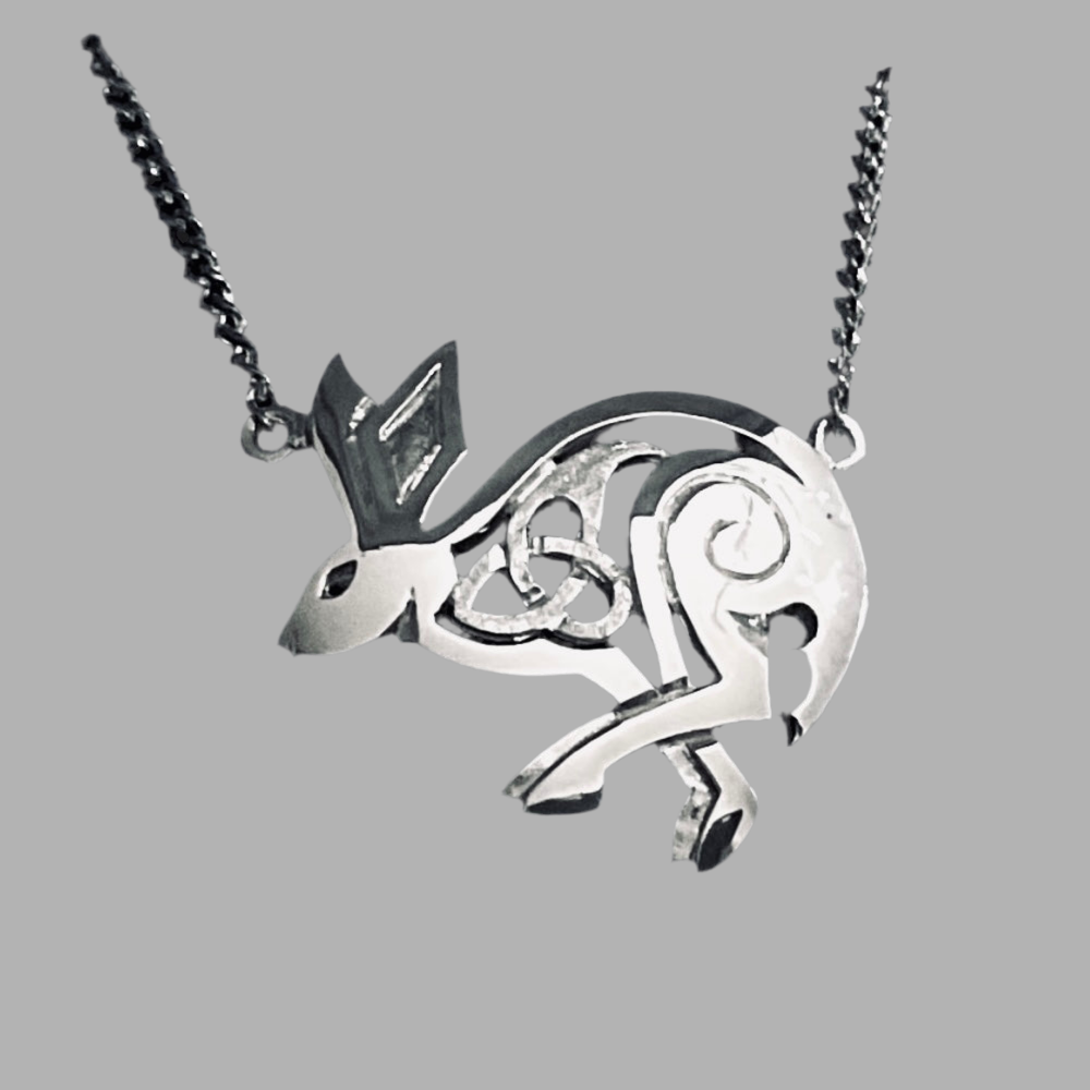 Silver Celtic Hare Pendant - H2