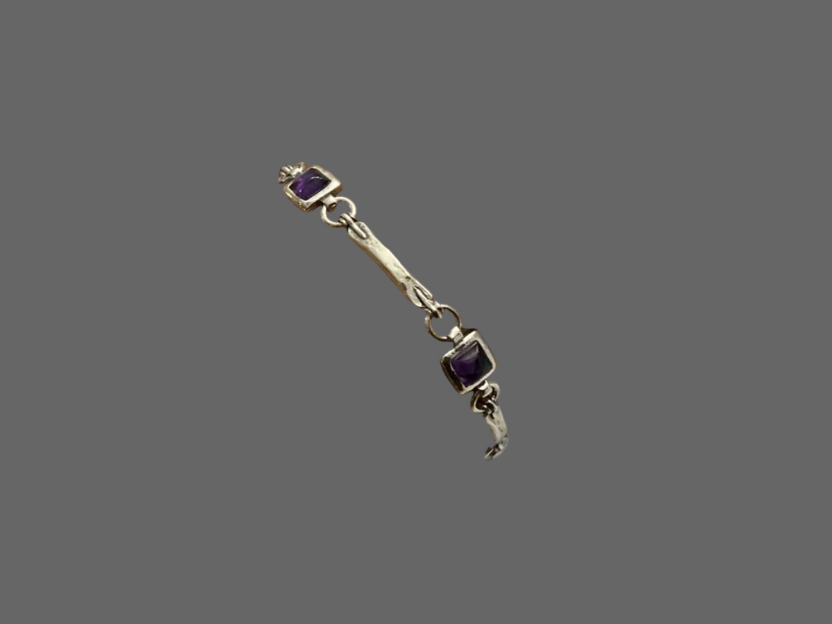 Designer Silver and Amethyst Bracelet