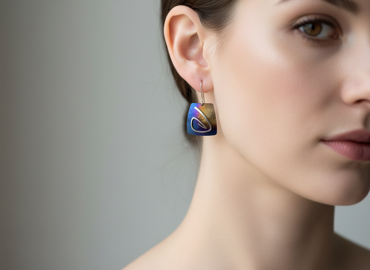 Titanium and Silver Swirl Drop Earrings LBJ