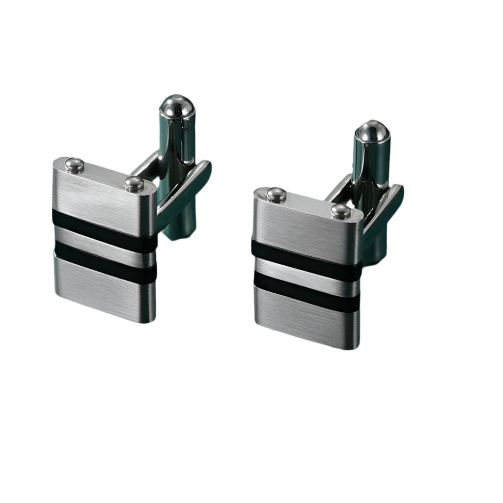 Silver and Black Colour Stainless Steel Cufflinks - A00019