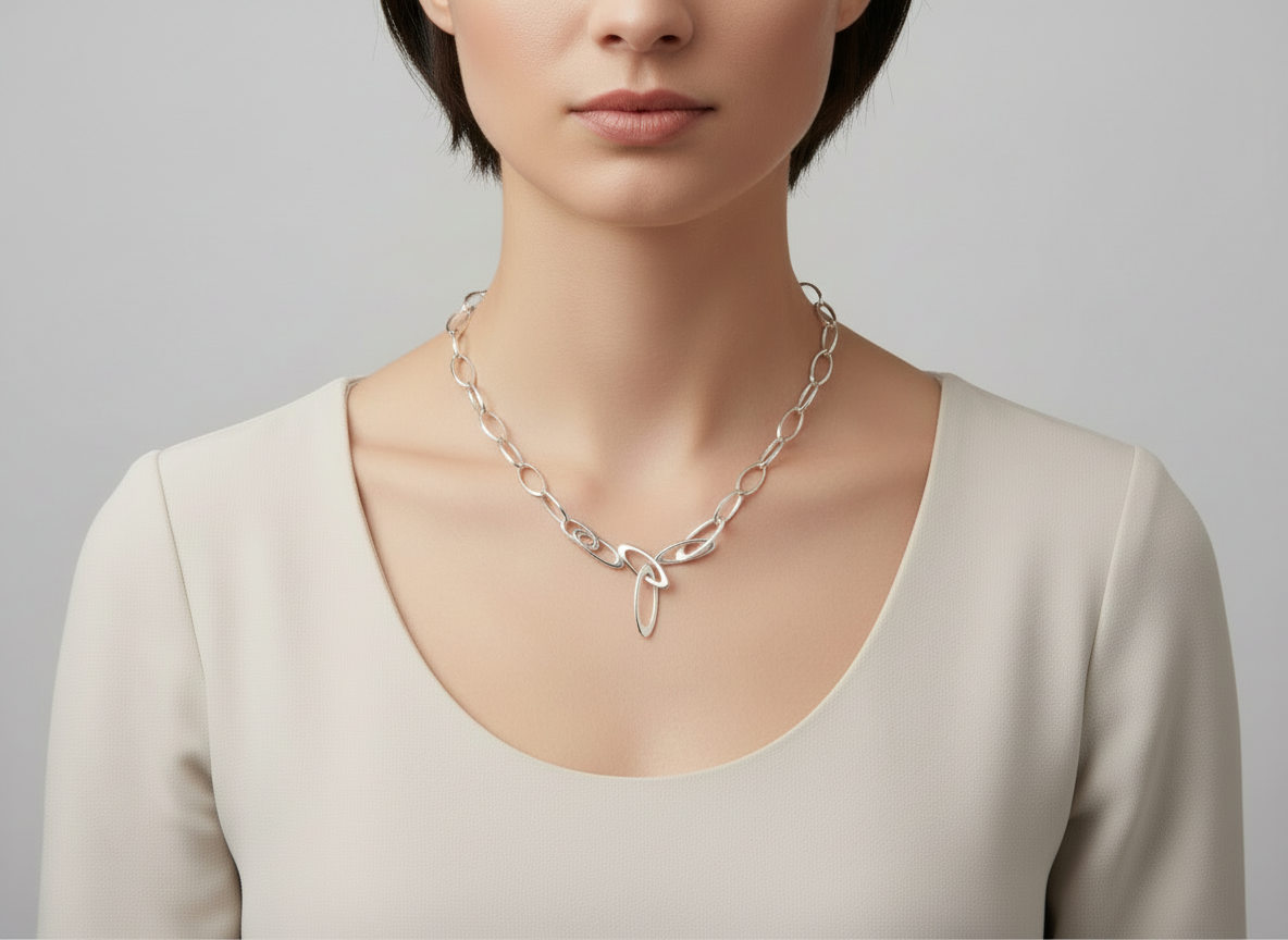 Stunning Silver Necklace Tokash