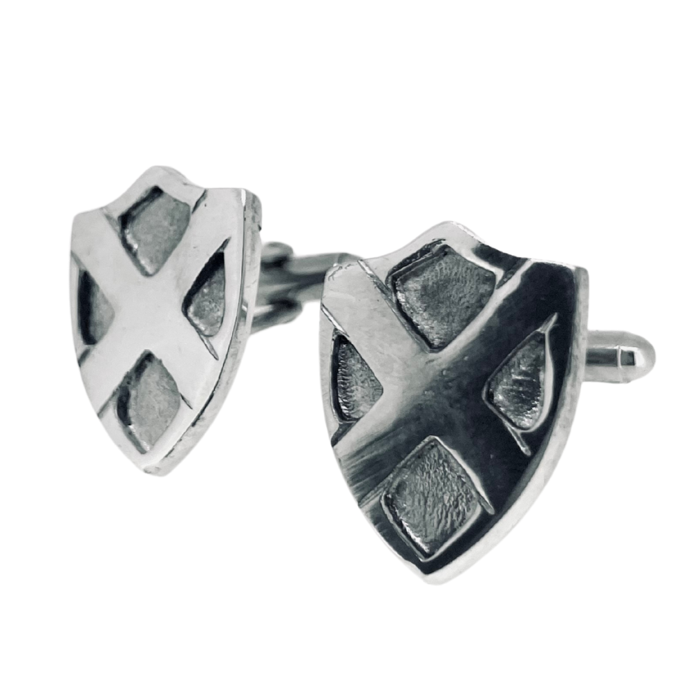 Saltire Shield Pewter Cufflinks.2808 Pewtermill