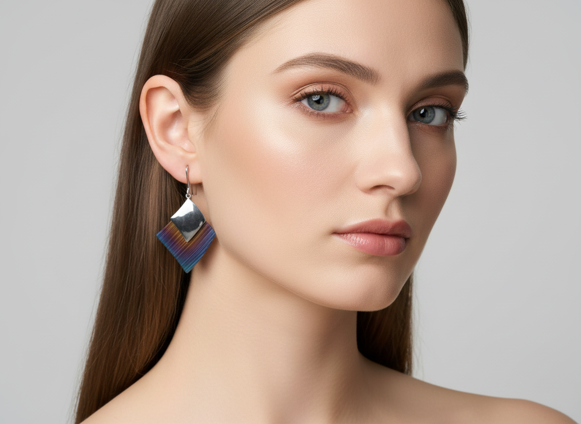 Titanium and Silver Designer Earrings.LBJ