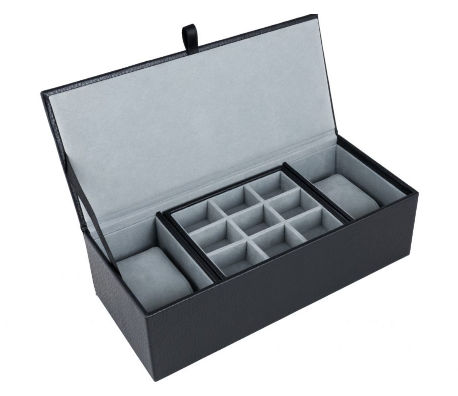 Black Leatherette Watch and Cufflink Storage Box
