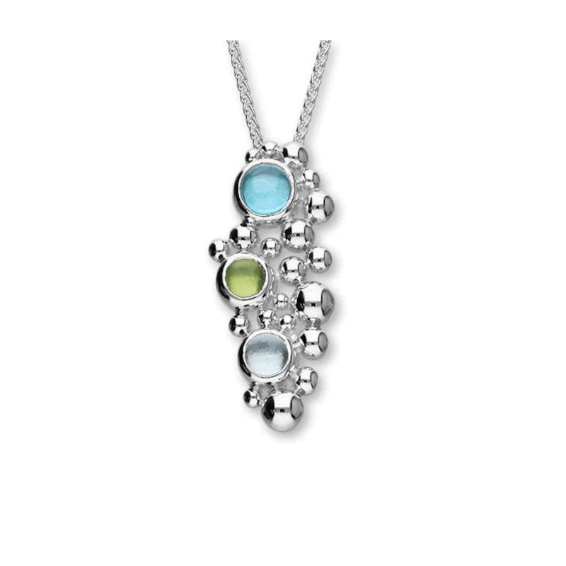 Pebbles Silver Pendant With Peridot and Topaz - CP391 Ortak