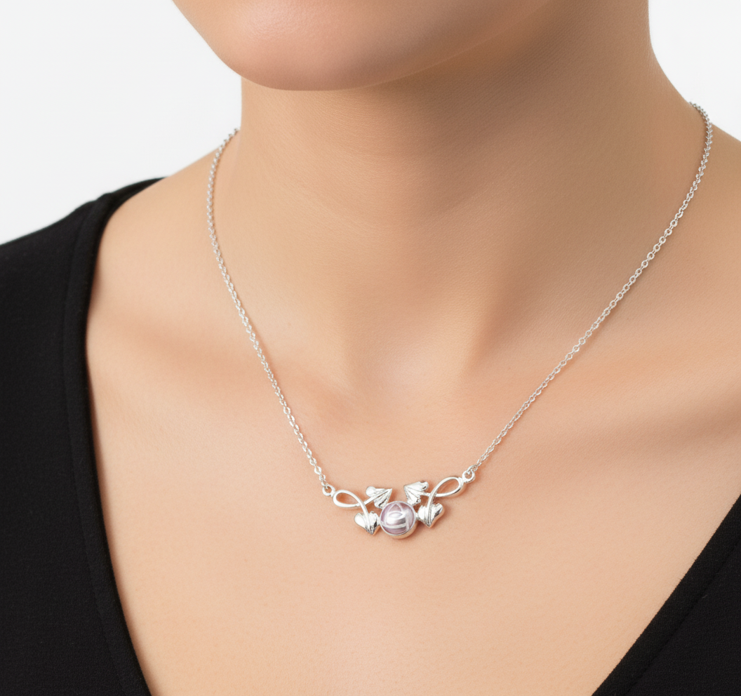 Sea Gems Sterling Silver and Enamel Mackintosh Rose Pendant  - 6125