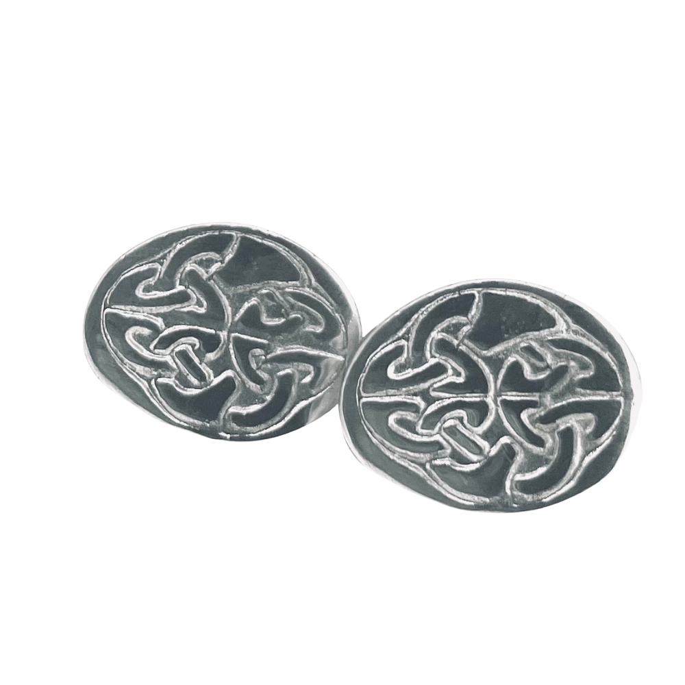 Oval Shaped Pewter Cufflinks Celtic Knots PC211 Pewtermill