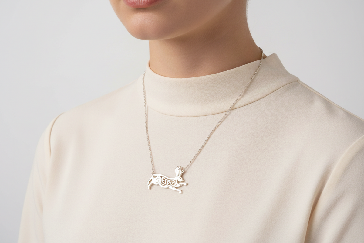 Silver Celtic Hare Pendant - H4