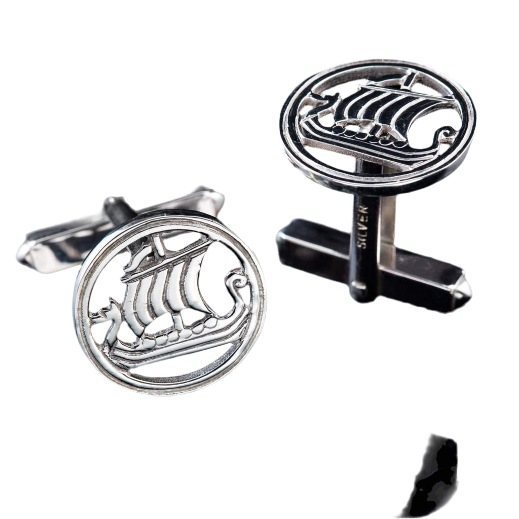 Silver Or Gold Viking Ship Cufflinks - C9- Shetland