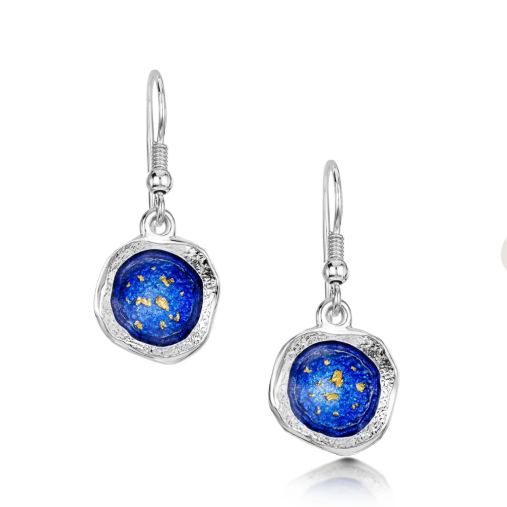 Silver And Enamel Midnight Lunar Earrings - EE249 Shelia Fleet