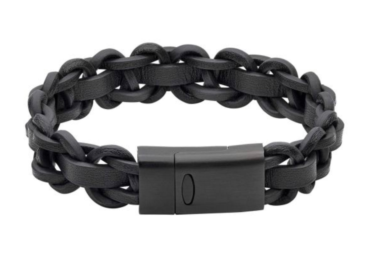 Fred Bennett Braided Leather Mens Bracelet -