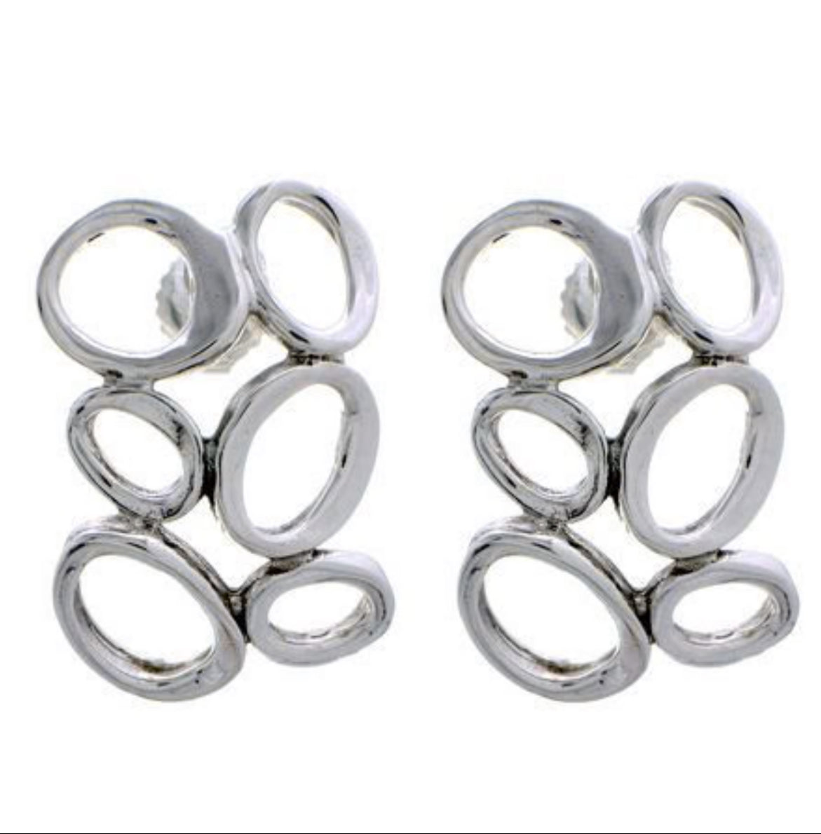 Sterling Silver Earrings  Multi Circle