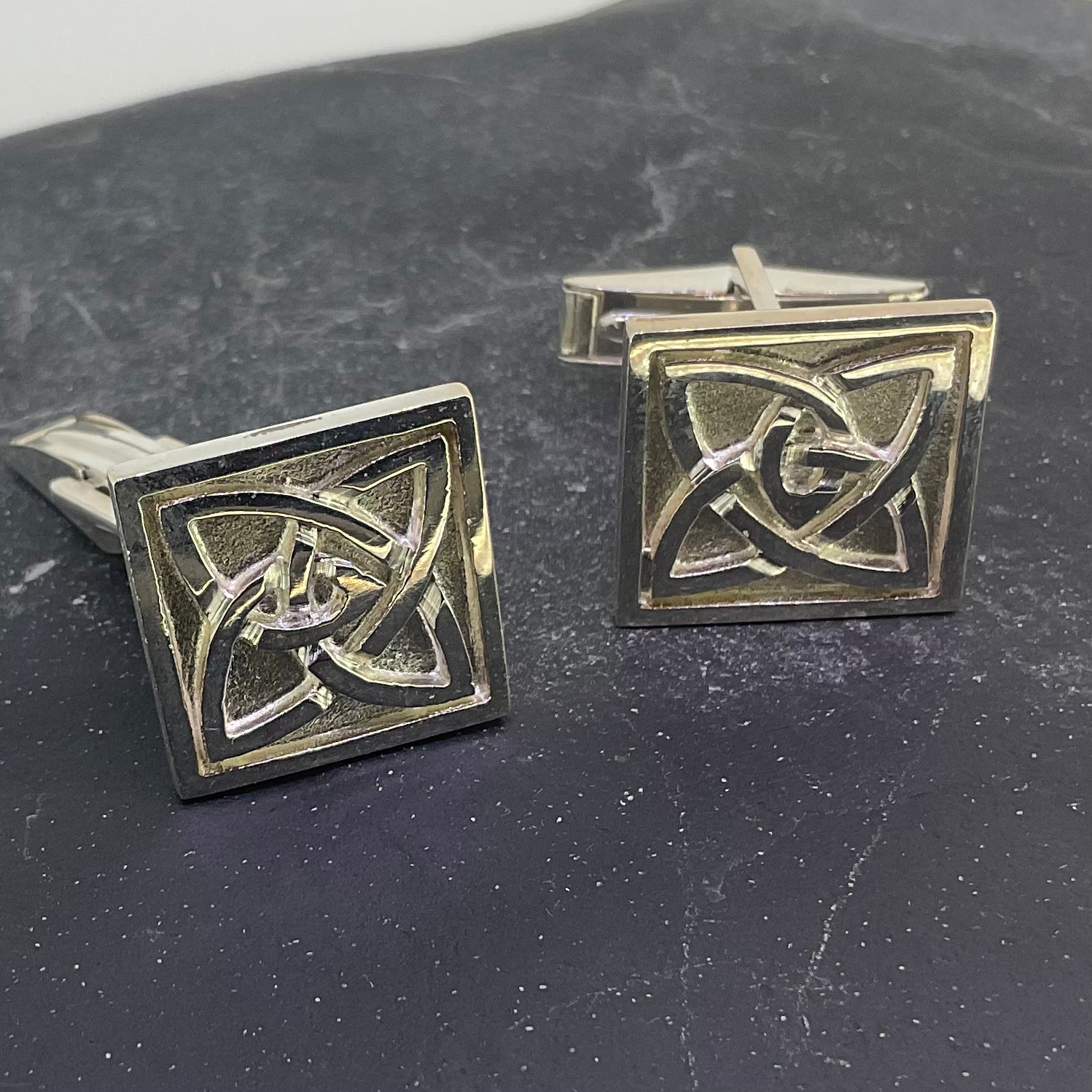 Silver Square Celtic Cufflinks -om43