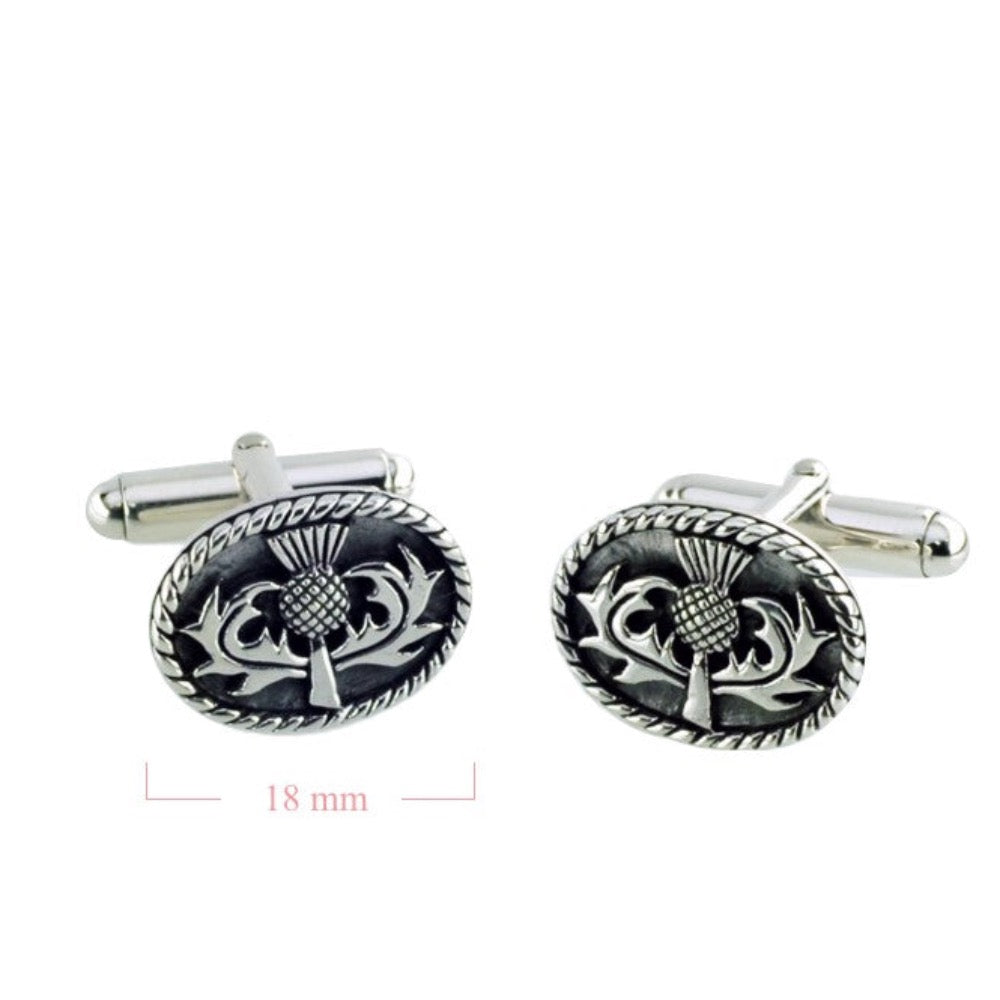 Sterling Silver Thistle Cufflinks.