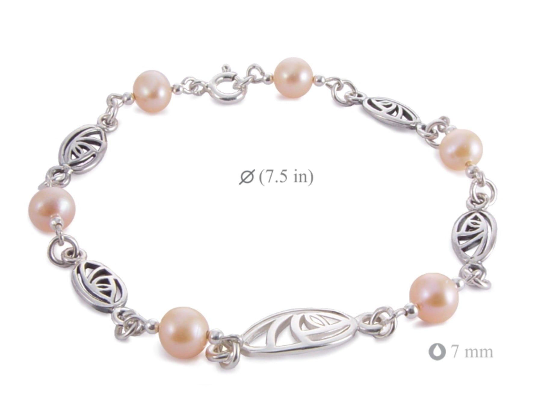 Sterling Silver Mackintosh Bracelet Set with Freshwater Pearls.