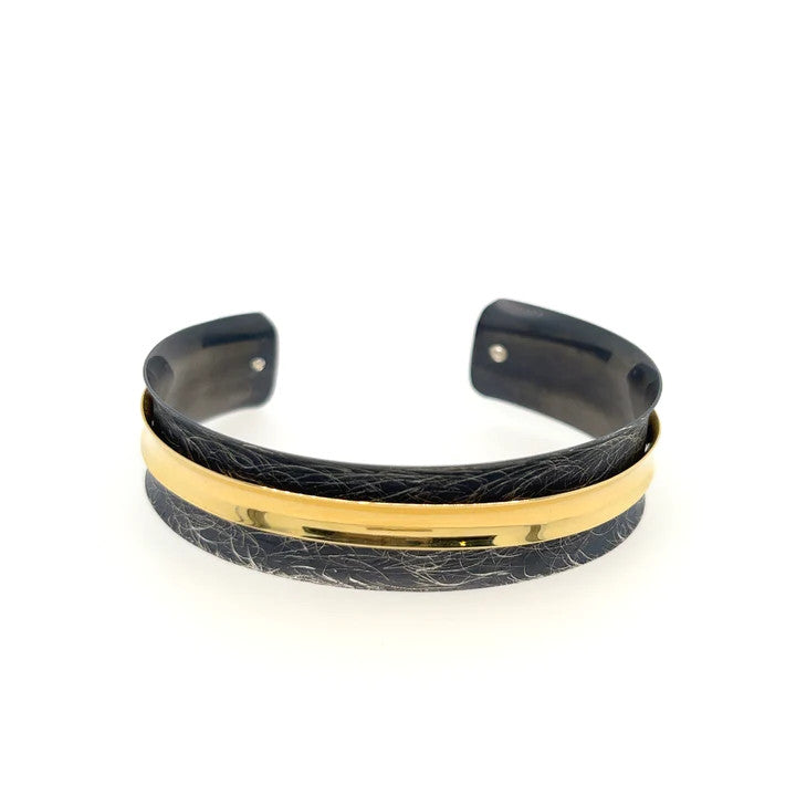 Titanium and Gold Plate Bangle - B590GP