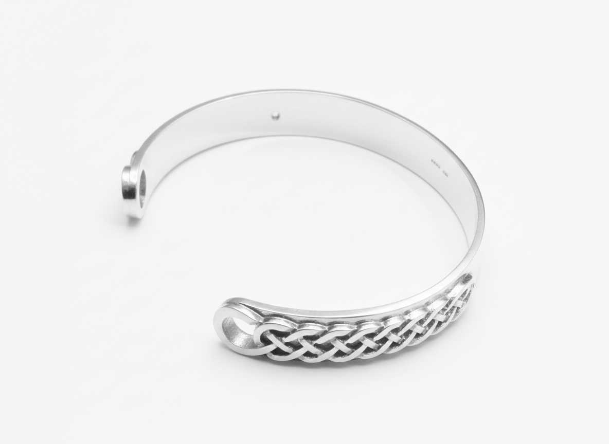 Silver Celtic Mens Bangle- C85b