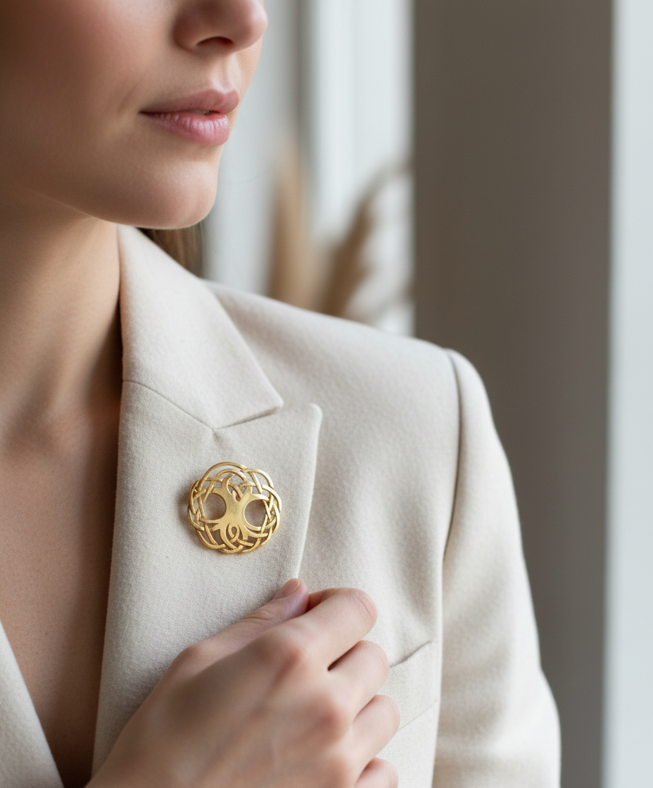 Tree of Life Silver Celtic Brooch -
