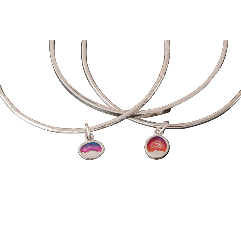 Foula Silver/9ct Yellow Gold Stacking Bangles Set with Enamel - FBA501 Shetland