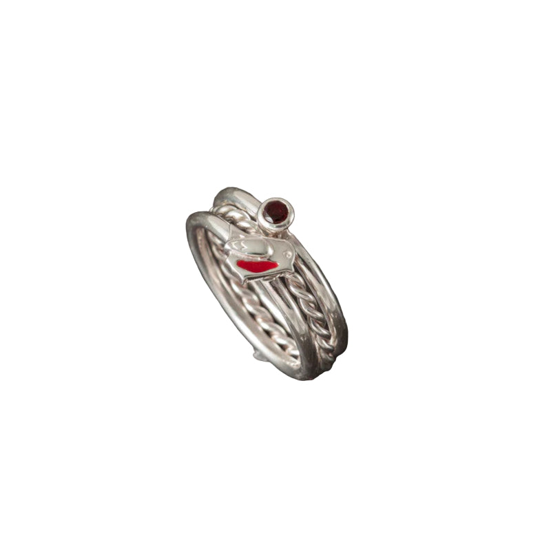 Robin Stacking Rings with Red Garnet - R171-set3 Shetland