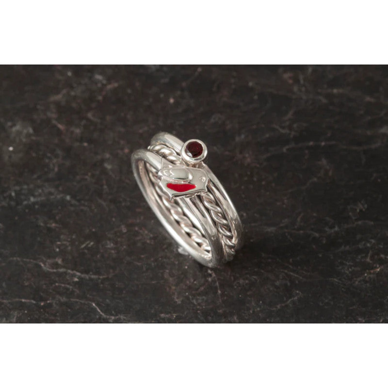 Robin Stacking Rings with Red Garnet - R171-set3