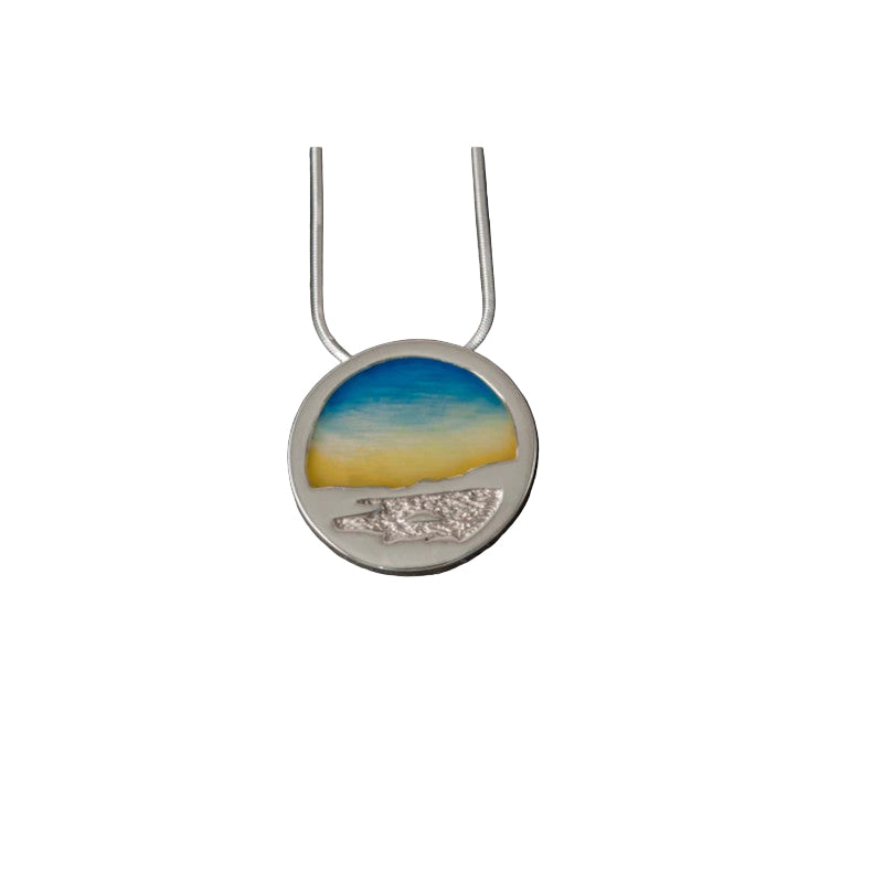 Clousta Round Silver/9ct Yellow Gold Pendant with Enamel - P200 Shetland