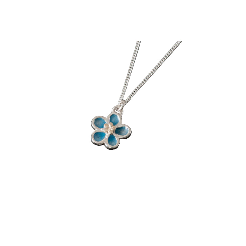 Forget Me Not Silver/9ct Yellow Gold Pendant with Enamel - EP181 Shetland