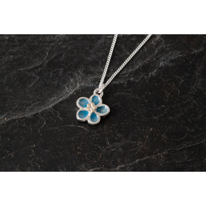 Forget Me Not Sterling Silver or 9ct Yellow Gold Pendant with Enamel - EP181