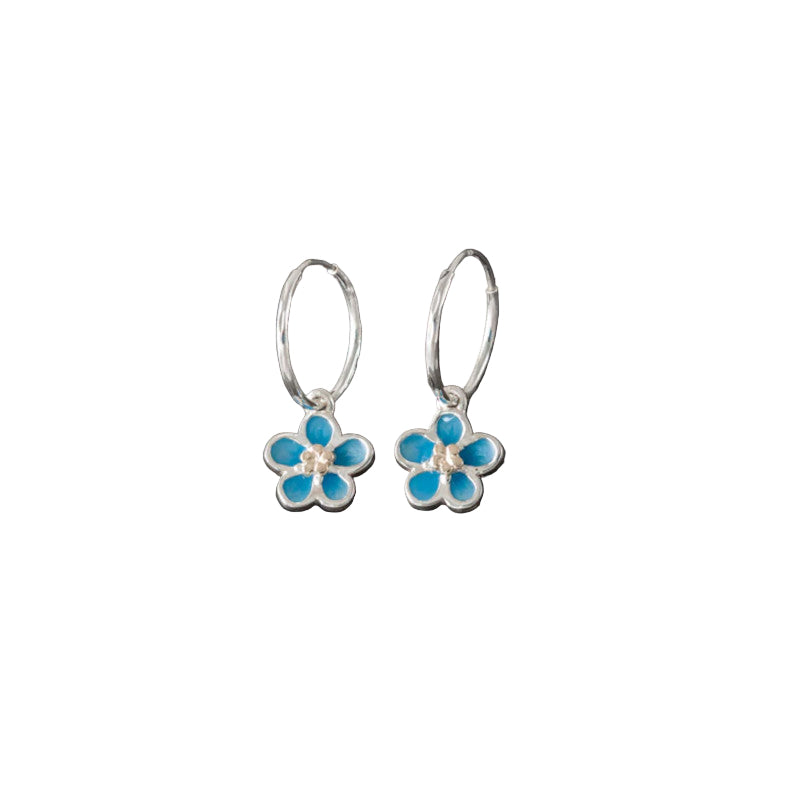 Forget Me Not Silver/9ct Yellow Gold Hoop Earrings with Enamel - EE181 Shetland