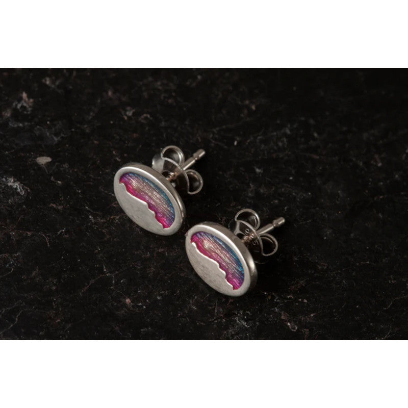 Foula Mini Silver/9ct Yellow Gold Stud or Drop Earrings with Enamel - FE511 Shetland