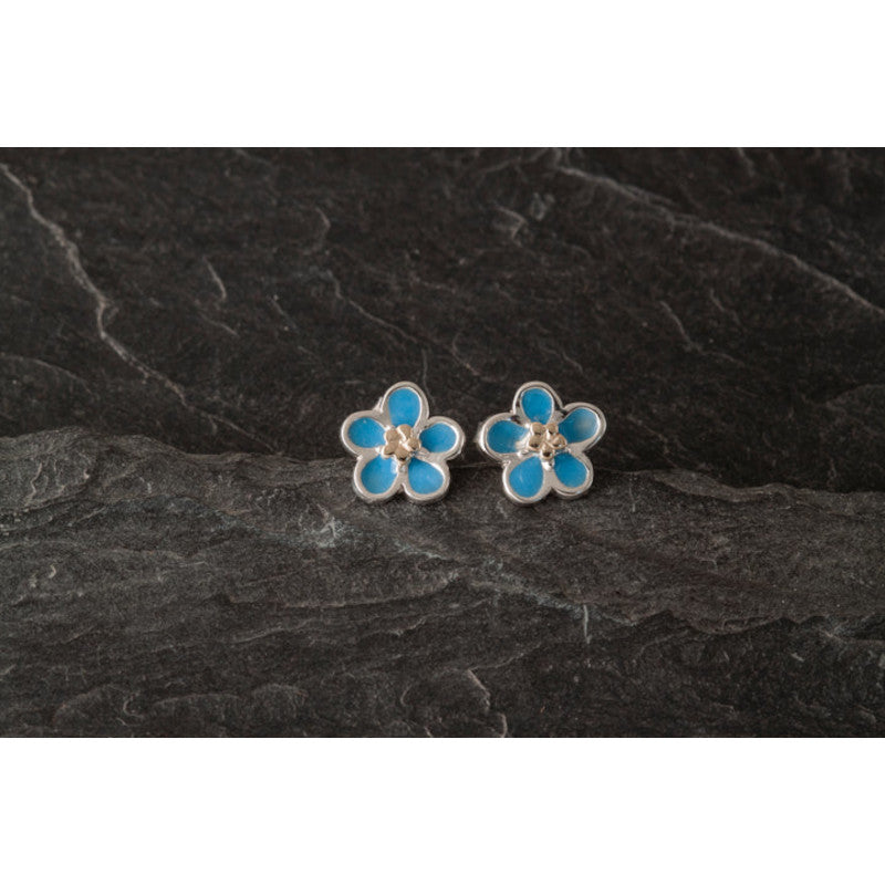 Forget Me Not Sterling Silver Or 9ct Yellow Gold Stud Earrings with Enamel - EE181-S