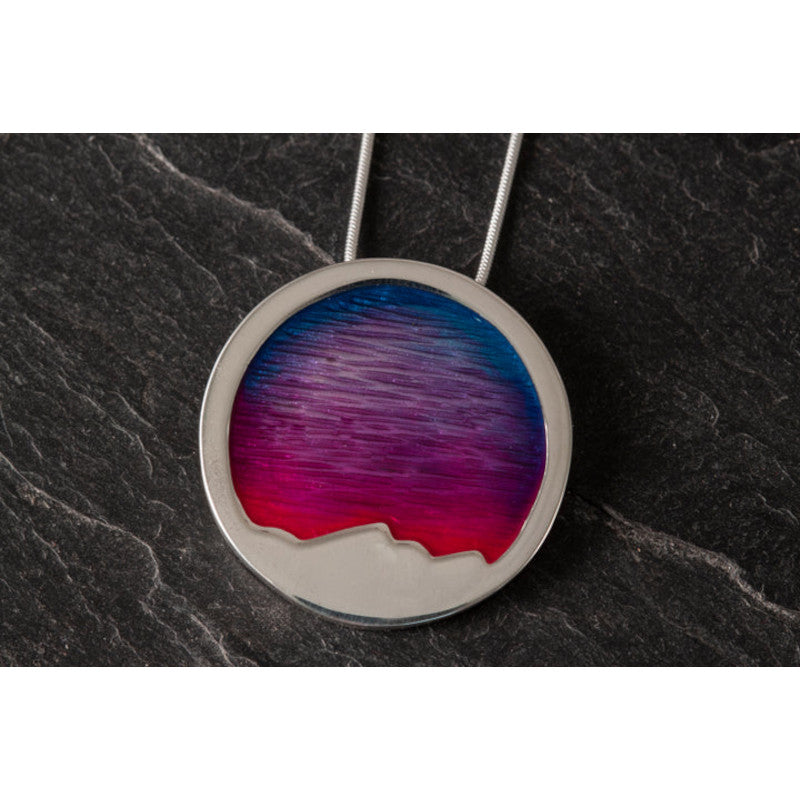 Foula Large Round Sterling Silver or 9ct Yellow Gold Pendant with Enamel - FP52