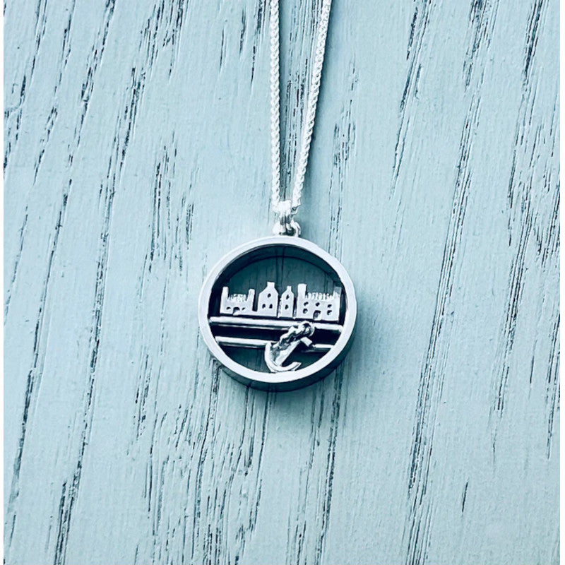 Anchor&#39;s Haven Medium Round Silver Pendant