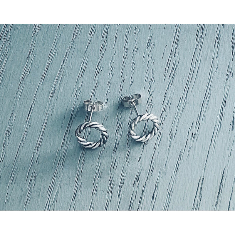 Anchor's Haven Coil Of Rope Sivler Stud Earrings