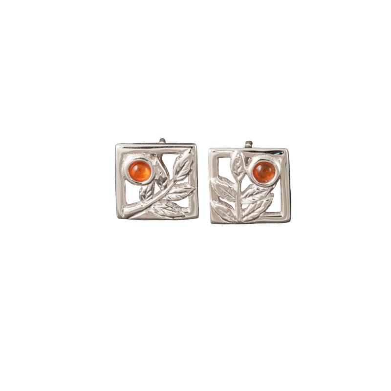 Rowan Silver/9ct Yellow Gold Stud Earrings With Carnelian - E545 Shetland