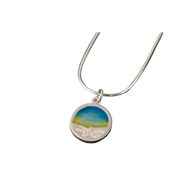 Clousta Mini Round Silver/9ct Yellow Gold Pendant with Enamel - P201 Shetland