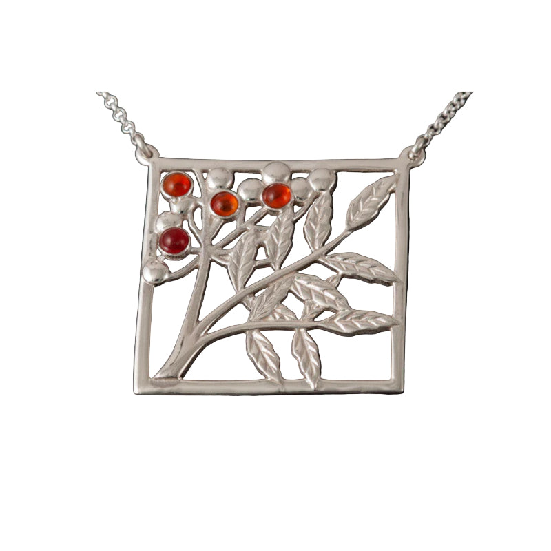 Rowan Tree Silver/9ct Yellow Gold Large Necklace With Carnelian - P542 Shetland