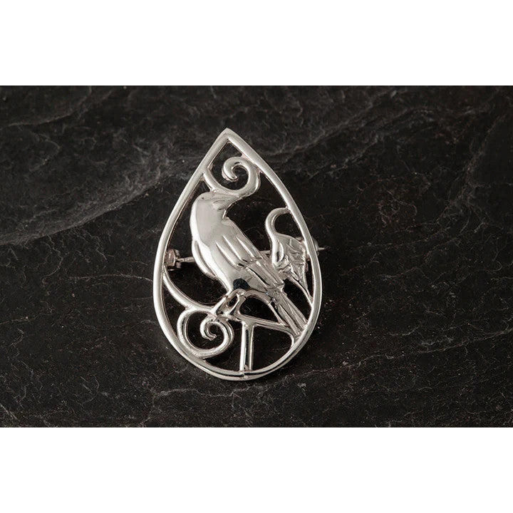 Freija Raven Silver Or 9ct Yellow Gold Brooch FRB04 Shetland