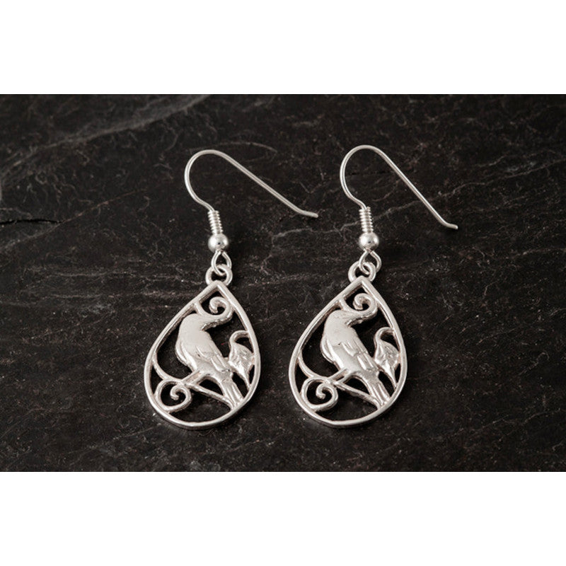 Freija Sterling Silver or 9ct Yellow Gold Raven Drop Earrings - FRE05D