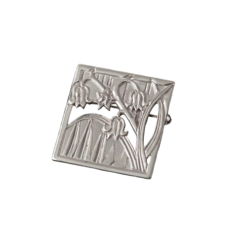 Bluebells Silver/9ct Yellow Gold Square Brooch - B257 Shetland