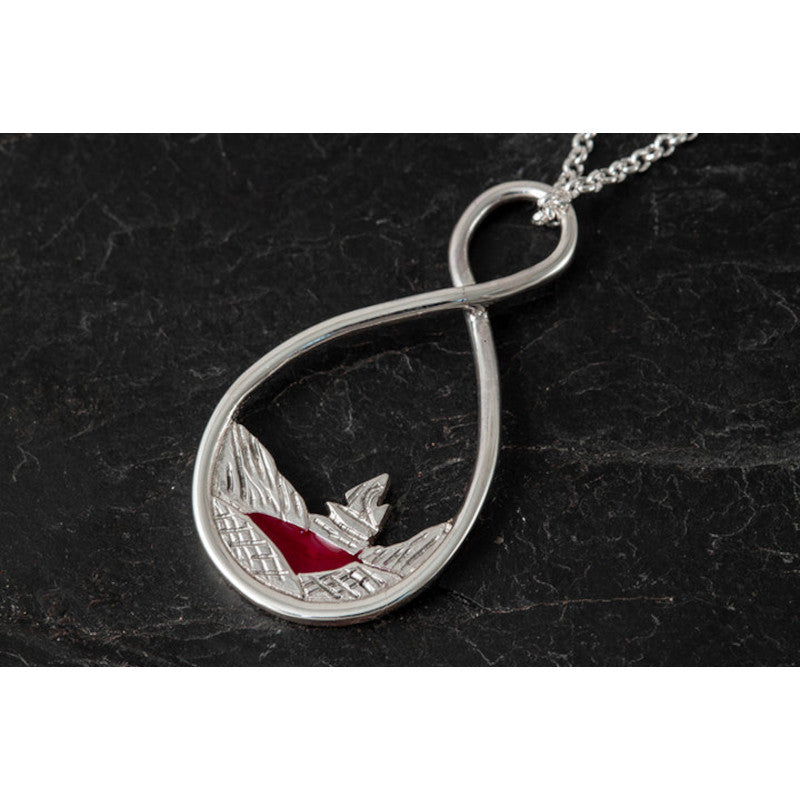 Red Pool of Virkie Silver and Enamel Pendant - P620 Shetland