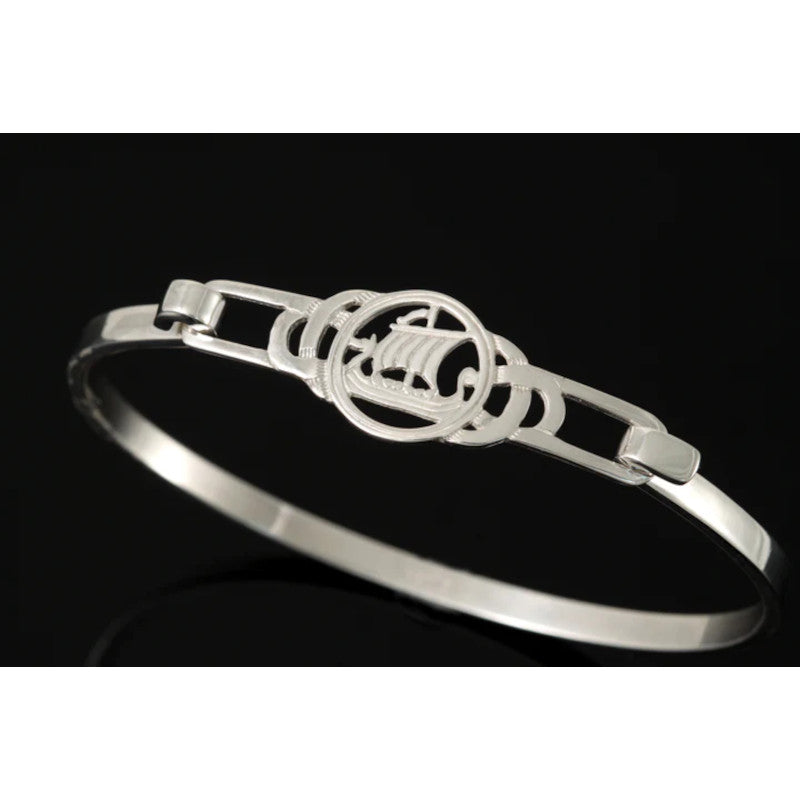 Viking Ship Sterling Silver or 9ct Yellow Gold Bangle - BA995