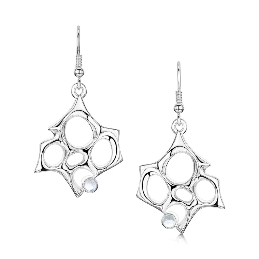 Sculpted By Time Sterling Silver and Moonstone Drop Earrings - MO-SEX270