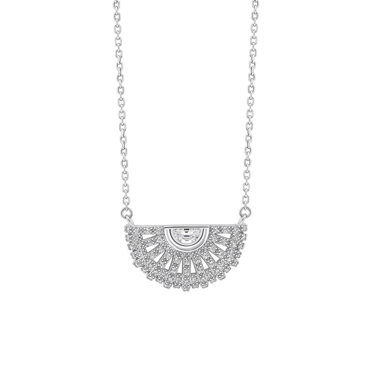 Fiorelli Necklace Cubic Zirconia Half Moon Round Bezel Prong
