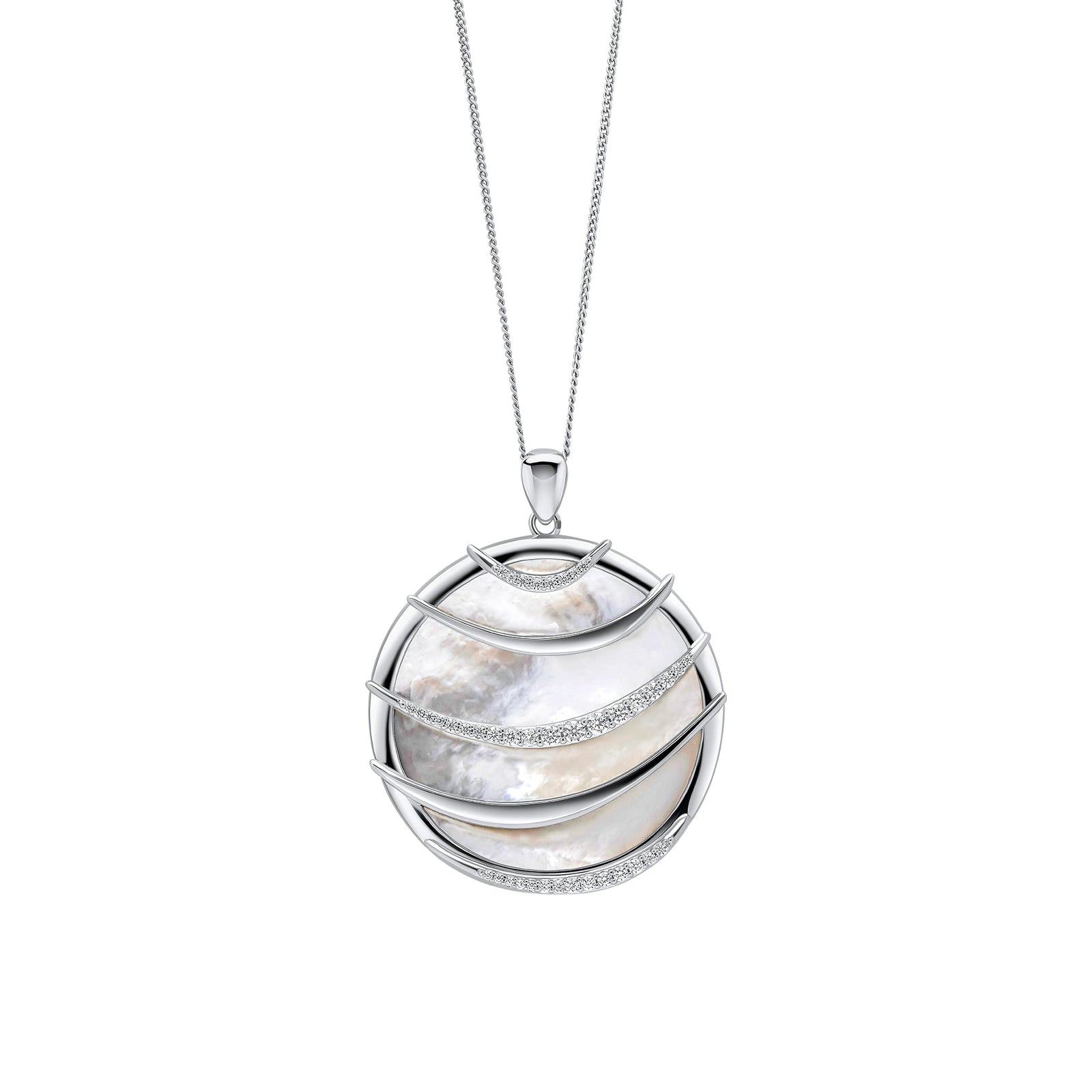 Fiorelli Pendant Cubic Zirconia and Mother of Pearl Round Glue/Prong