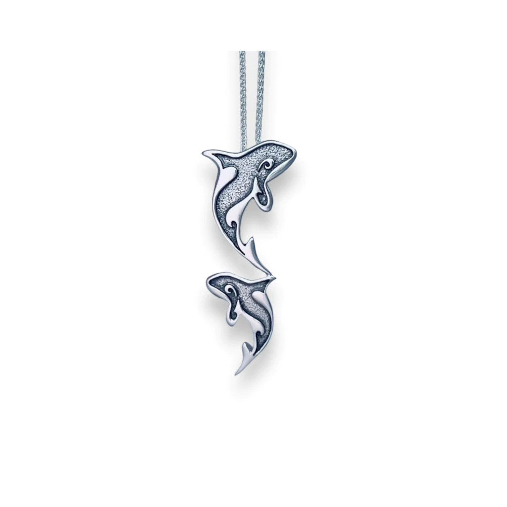 Orca Medium Double Silver Pendant