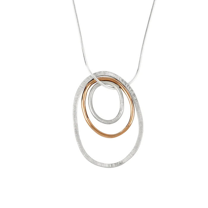 Elements Sterling Silver or Silver and Rose Gold Trio Pendant Aurora