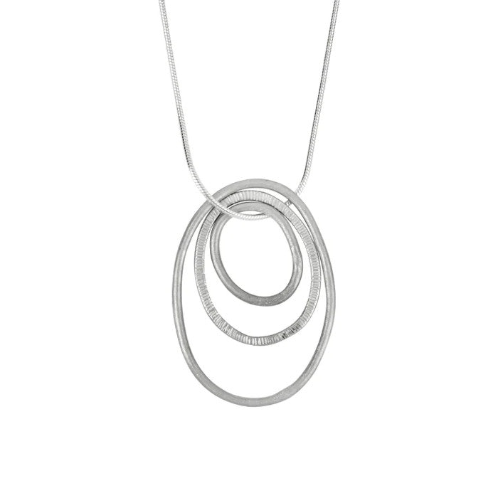 Elements Sterling Silver or Silver and Rose Gold Trio Pendant